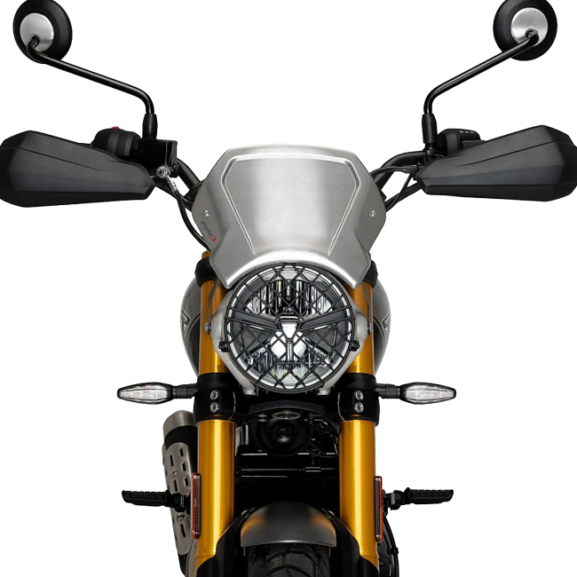 Puig Aluminium Front Plate Windshield – Fork Mount – for Triumph Scrambler 400 XC (2025–2026)