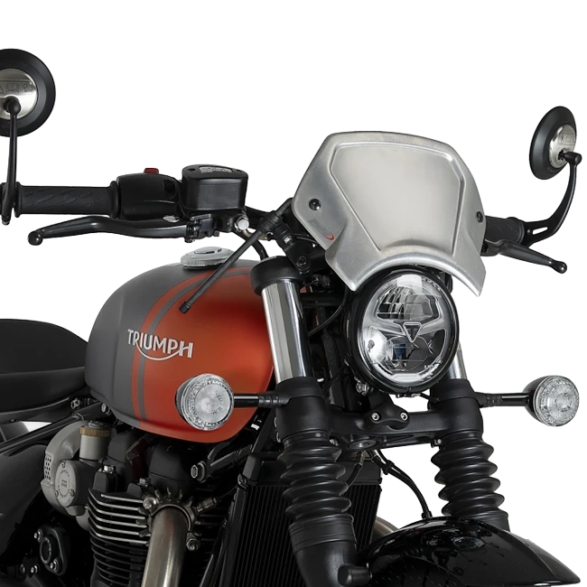 Puig Aluminium Front Plate Windshield – Fork Mount – for Triumph Bonneville Speedmaster (2018–2024)