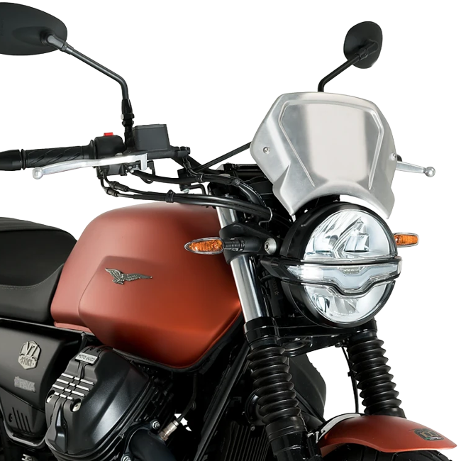 Puig Aluminium Front Plate Windshield – Fork Mount – for Moto Guzzi V7 Special Edition (2024)