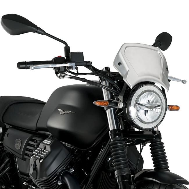 Puig Aluminium Front Plate Windshield – Headlight Bracket Mount – for Moto Guzzi V7 III Stone 750 (2017–2022)
