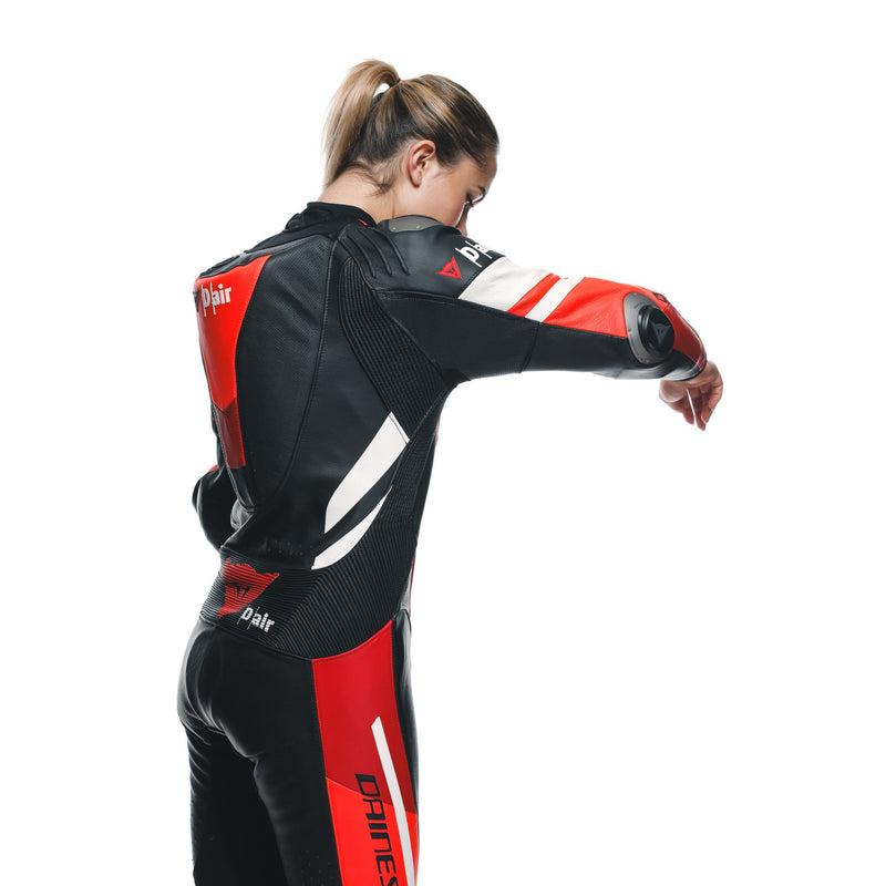 Dainese Misano 3 Lady D-AIR perforated one-piece leather race suit in red