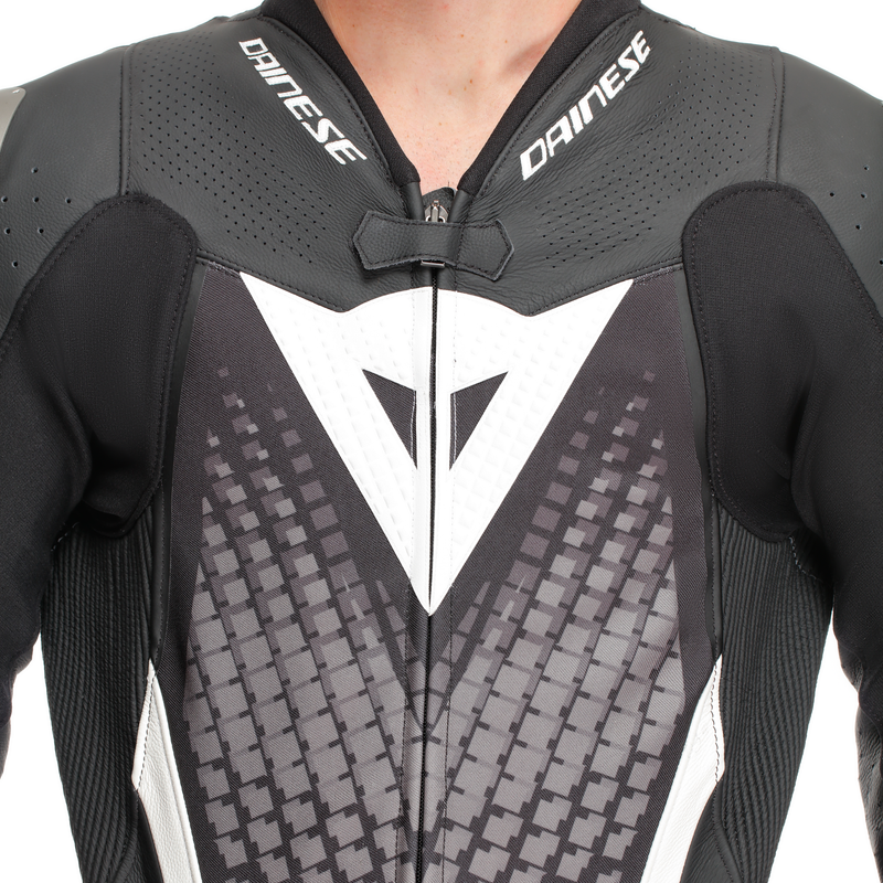 Dainese Laguna Seca 6 one-piece perforated leather race suit in Black and White