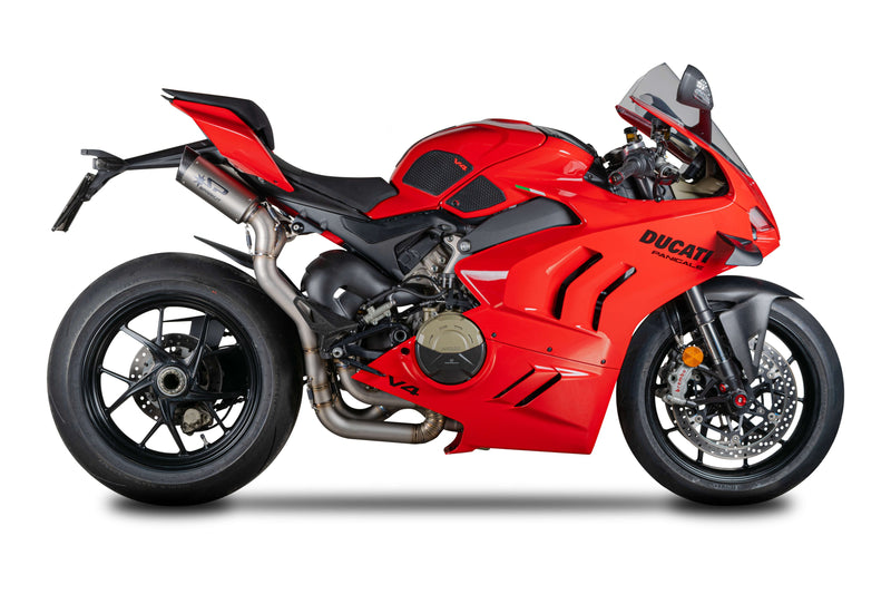 Spark GDU8842DYNO stainless steel half-system with titanium DYNO silencers on Ducati Panigale V4