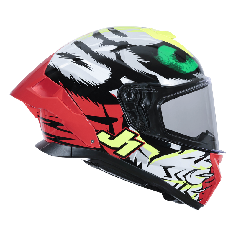 Just1 J-STR Demonic Axel Bassani Replica 2025 full-face motorcycle helmet in Bassani graphic livery
