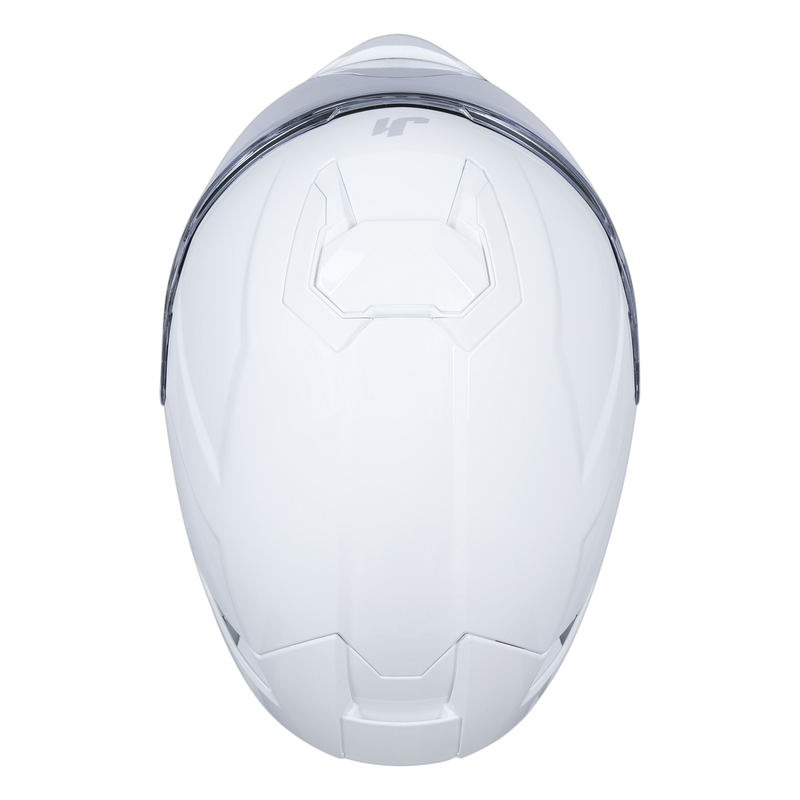 Just1 J-STR full-face helmet in solid gloss white, front three-quarter view