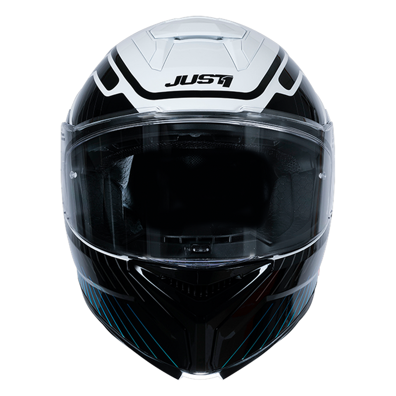 Just1 J-STR full-face helmet in gloss tactical blue and white