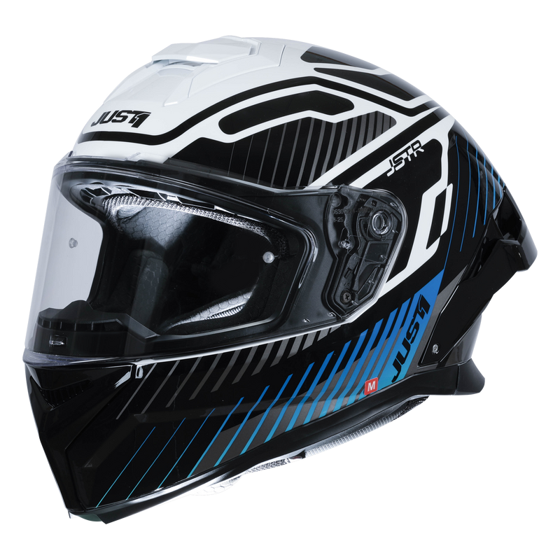 Just1 J-STR full-face helmet in gloss tactical blue and white