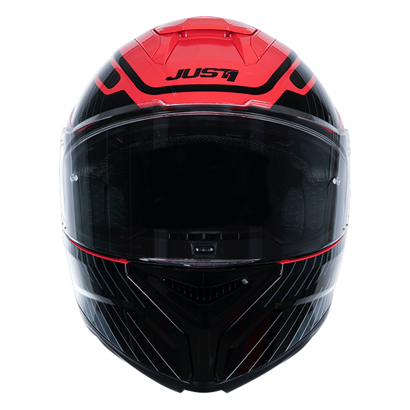 Just1 J-STR full-face helmet in Tactical Silver and Red Gloss finish