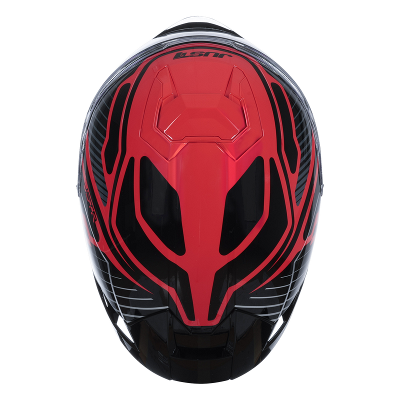 Just1 J-STR full-face helmet in Tactical Silver and Red Gloss finish