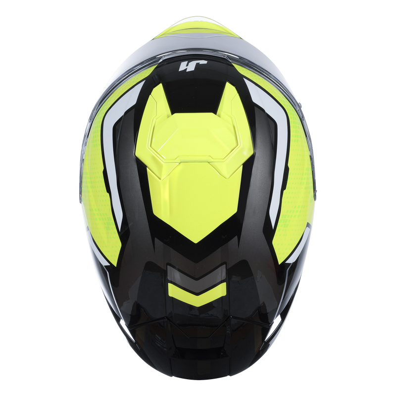 Just1 J-STR Union full-face helmet in neon yellow and gloss black