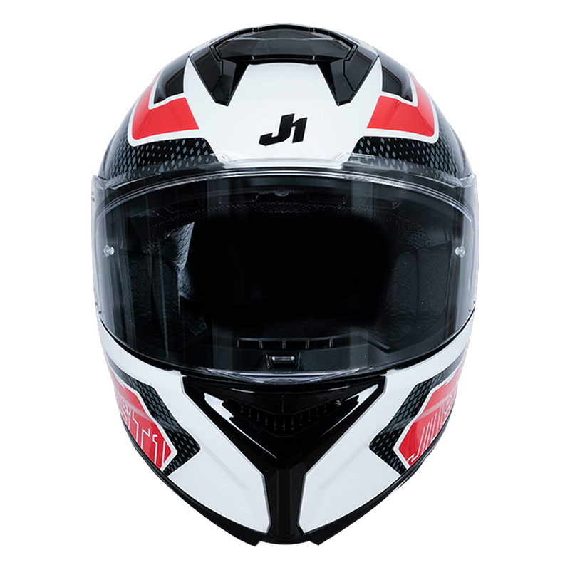 Just1 J-STR full-face helmet in Union Red and White gloss finish