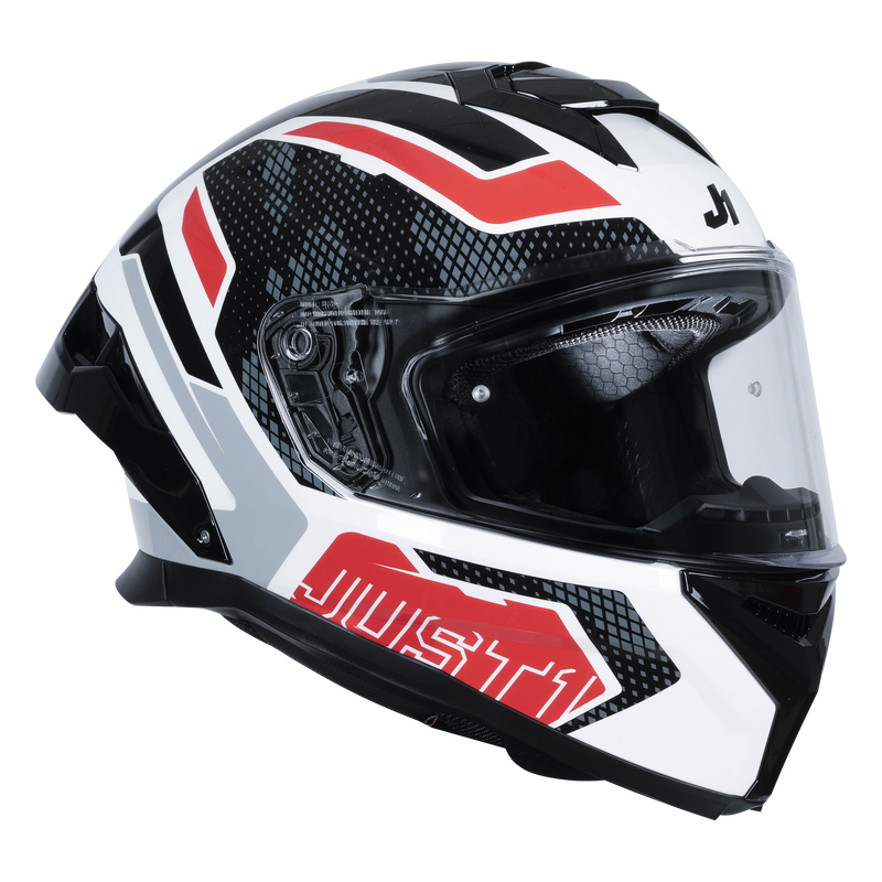 Just1 J-STR full-face helmet in Union Red and White gloss finish