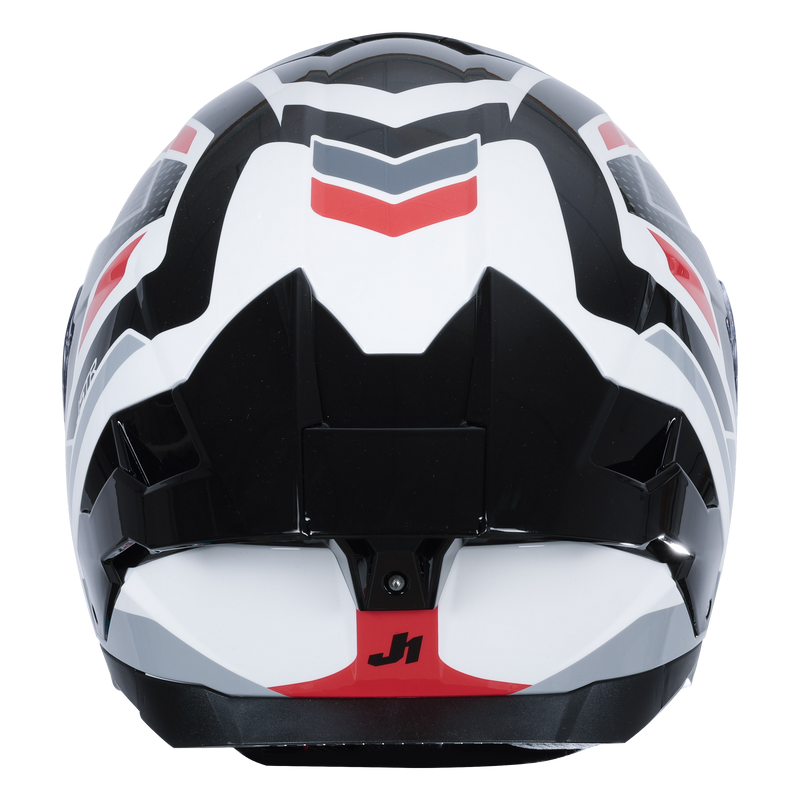 Just1 J-STR full-face helmet in Union Red and White gloss finish