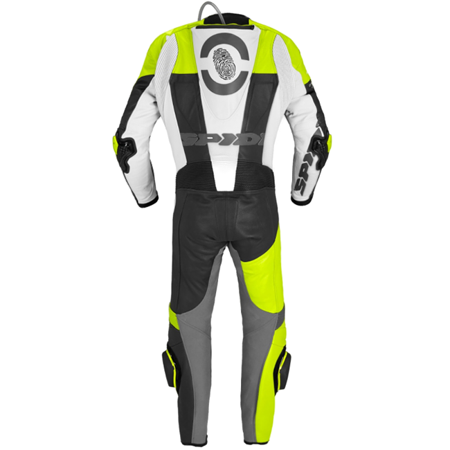 Spidi DP-Progressive one-piece leather race suit in black and fluo yellow