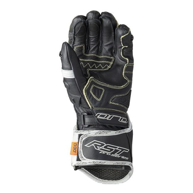 RST Pro Series GP D3O motorcycle leather gloves men's White/Black