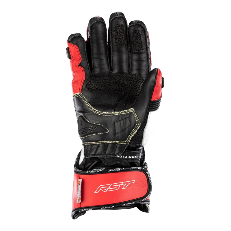 RST Tractech Evo 4 men's motorcycle leather gloves in Red, White and Black