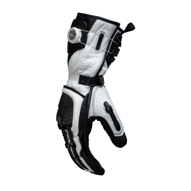 Knox Handroid MK5 men's racing leather gloves in black and white