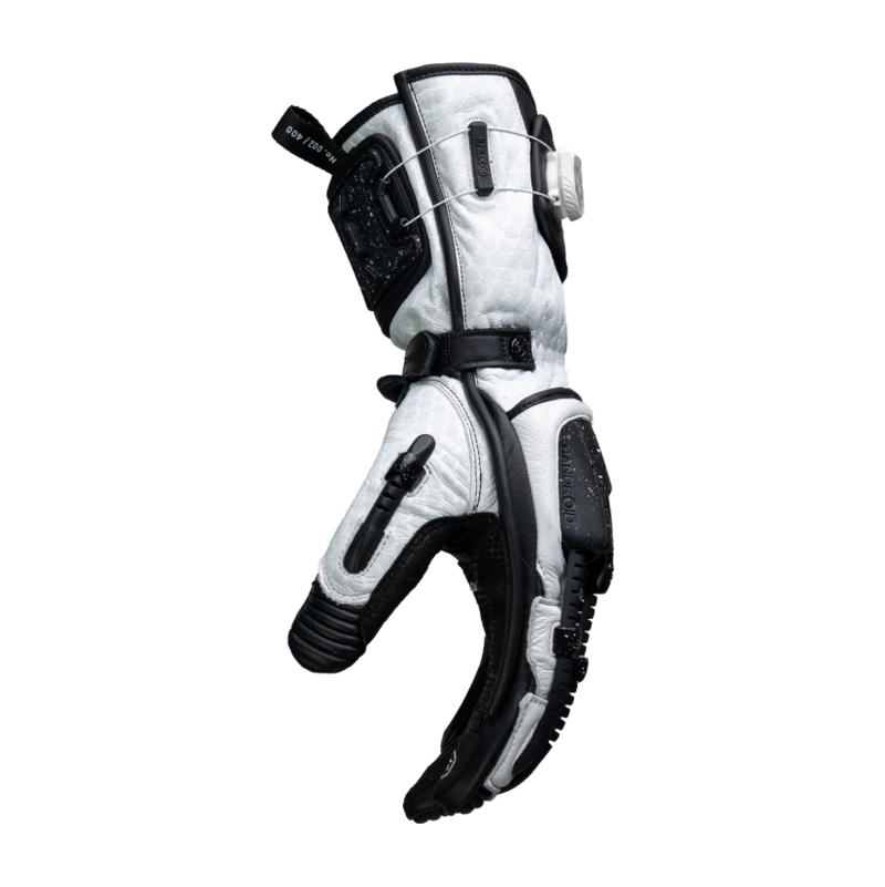 Knox Handroid MK5 men's racing leather gloves in black and white