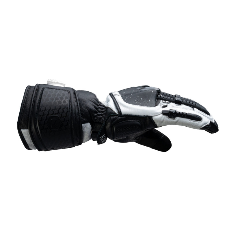 Knox Handroid MK5 men's racing leather gloves in black and white