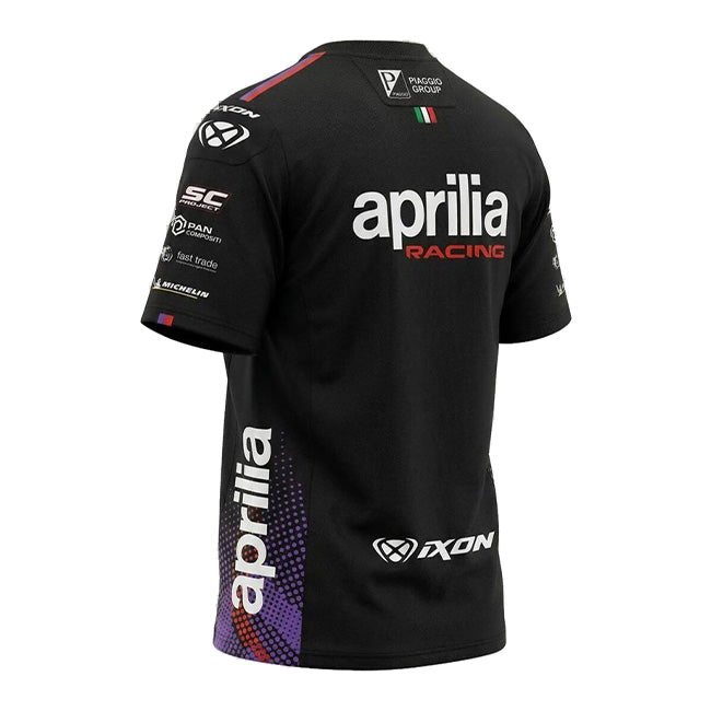 IXON TS1 Aprilia Racing Team 2026 men's replica T-shirt in black and fluo red