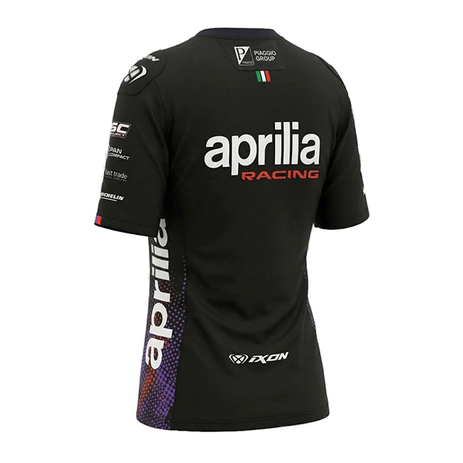 IXON TSL APRILIA 26 women's replica T-shirt in black and fluo red