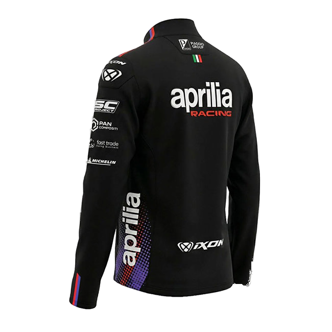 IXON SW1 APRILIA 26 men's zip sweatshirt jacket in black and fluo red – 2026 Aprilia Racing Team replica