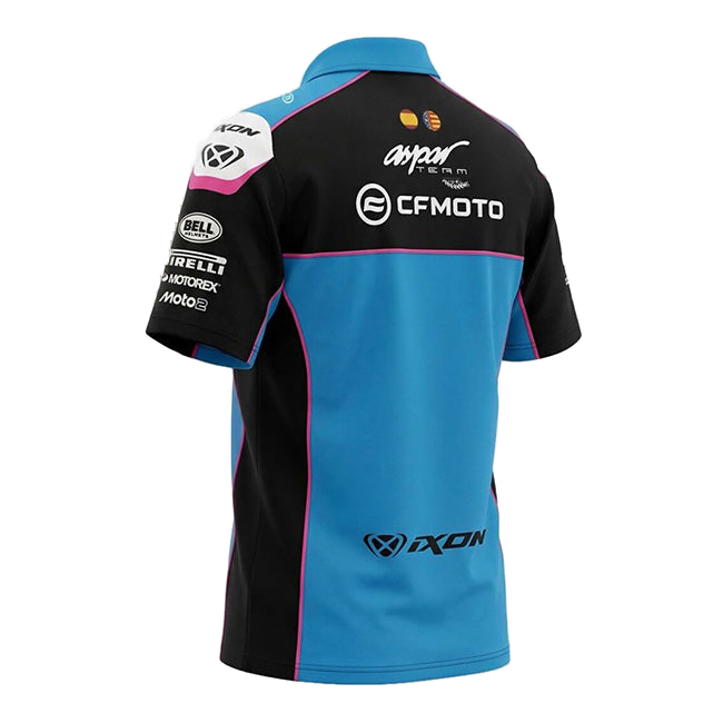 IXON PO1 CFMO 26 CFMOTO Aspar Racing Ángel-Nieto-Team men's polo shirt in blue, black and rose