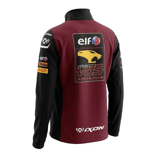IXON ELF Marc VDS Racing Team Zip Sweatshirt Jacket Replica 2026 in bordeaux and black, men's
