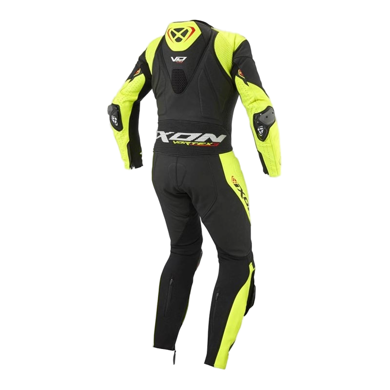IXON Vortex 3 one-piece perforated leather race suit men black neon yellow
