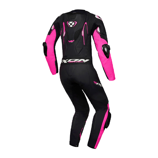 IXON Vortex 3 Lady one-piece perforated women's leather race suit in pink and black