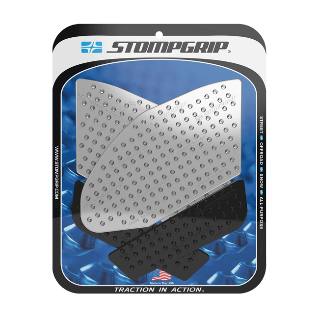 Stompgrip Vulcano traction pads for Suzuki GSX-R 1000 2017-2023 in transparent, black and hybrid finishes