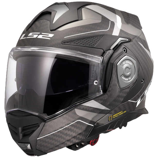 LS2 FF901 Advant X Carbon Horizon Silver Grey – Flip-Up Touring Helmet ECE 22.06 P/J