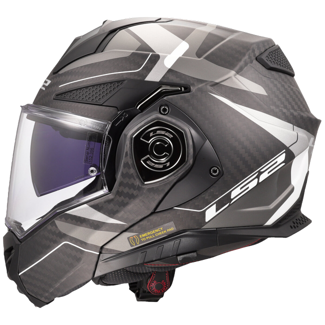 LS2 FF901 Advant X Carbon Horizon Silver Grey – Flip-Up Touring Helmet ECE 22.06 P/J