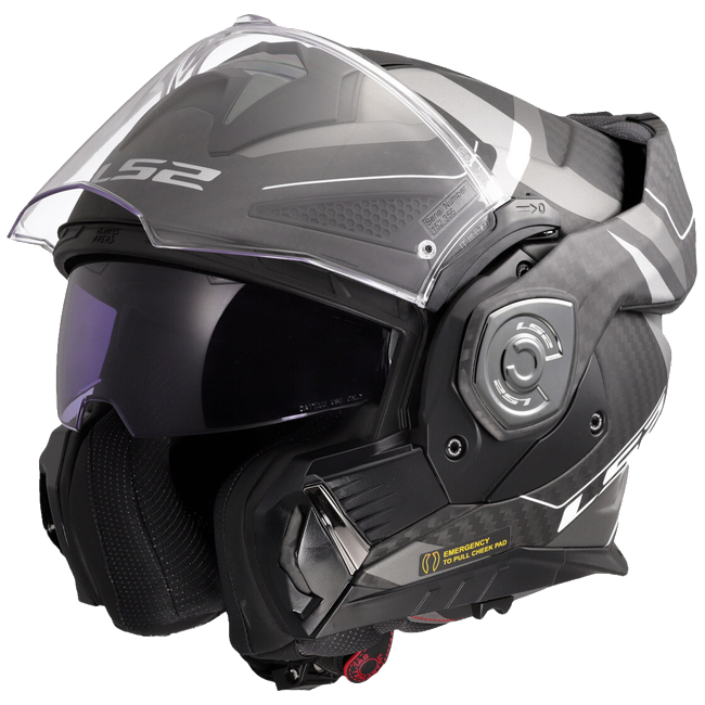 LS2 FF901 Advant X Carbon Horizon Silver Grey – Flip-Up Touring Helmet ECE 22.06 P/J