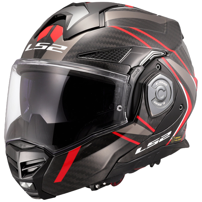 LS2 FF901 Advant X Carbon Future II Red – Flip-Up Touring Helmet ECE 22.06 P/J