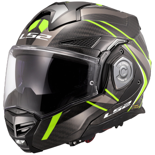 LS2 FF901 Advant X Carbon Future II H-V Yellow – Flip-Up Touring Helmet ECE 22.06 P/J