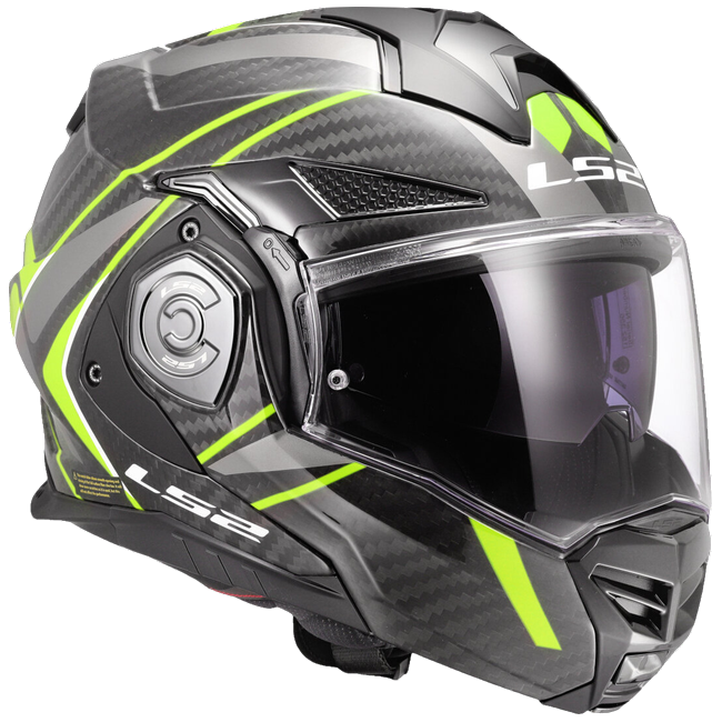 LS2 FF901 Advant X Carbon Future II H-V Yellow – Flip-Up Touring Helmet ECE 22.06 P/J