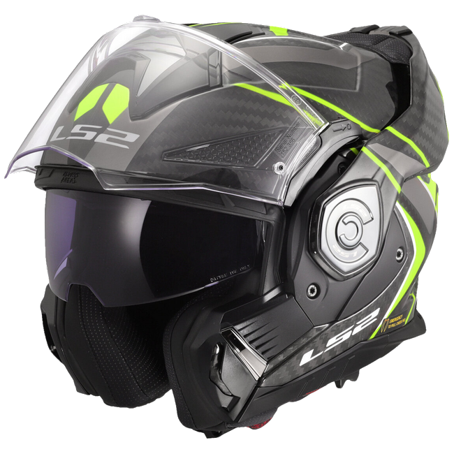 LS2 FF901 Advant X Carbon Future II H-V Yellow – Flip-Up Touring Helmet ECE 22.06 P/J