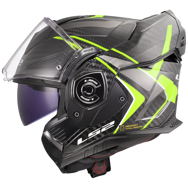 LS2 FF901 Advant X Carbon Future II H-V Yellow – Flip-Up Touring Helmet ECE 22.06 P/J