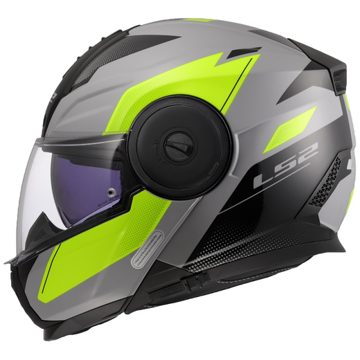LS2 FF902 Scope II Duria Grey H-V Yellow – Modular Touring Helmet ECE 22.06 P/J