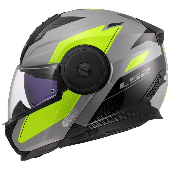 LS2 FF902 Scope II Duria Grey H-V Yellow – Modular Touring Helmet ECE 22.06 P/J