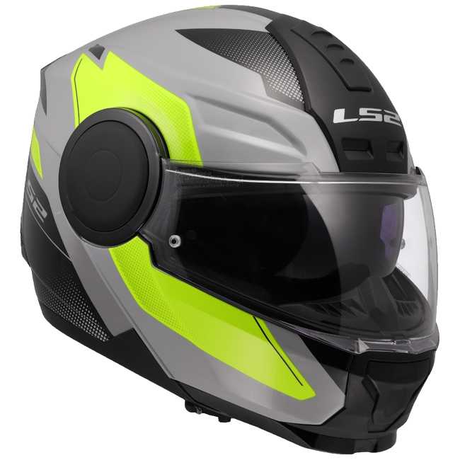 LS2 FF902 Scope II Duria Grey H-V Yellow – Modular Touring Helmet ECE 22.06 P/J