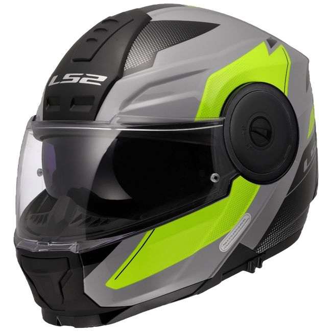 LS2 FF902 Scope II Duria Grey H-V Yellow – Modular Touring Helmet ECE 22.06 P/J