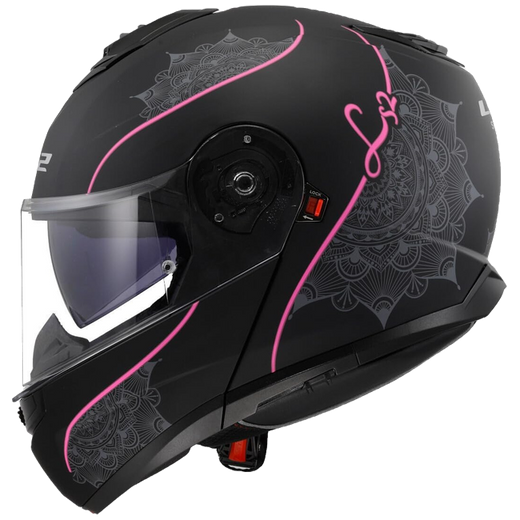 LS2 FF908 Strobe II Lux Matt Black Pink – Klapphelm ECE 22.06 P/J