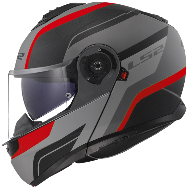 LS2 FF908 Strobe II Monza Matt Black Grey Red – Flip-Up Commuter Helmet ECE 22.06 P/J