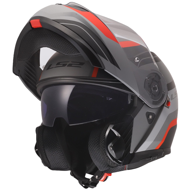 LS2 FF908 Strobe II Monza Matt Black Grey Red – Flip-Up Commuter Helmet ECE 22.06 P/J
