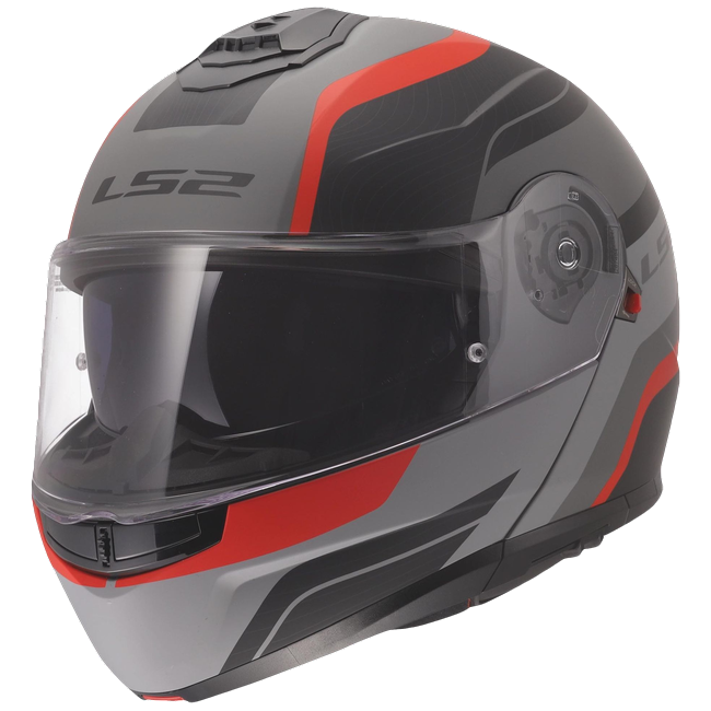 LS2 FF908 Strobe II Monza Matt Black Grey Red – Flip-Up Commuter Helmet ECE 22.06 P/J