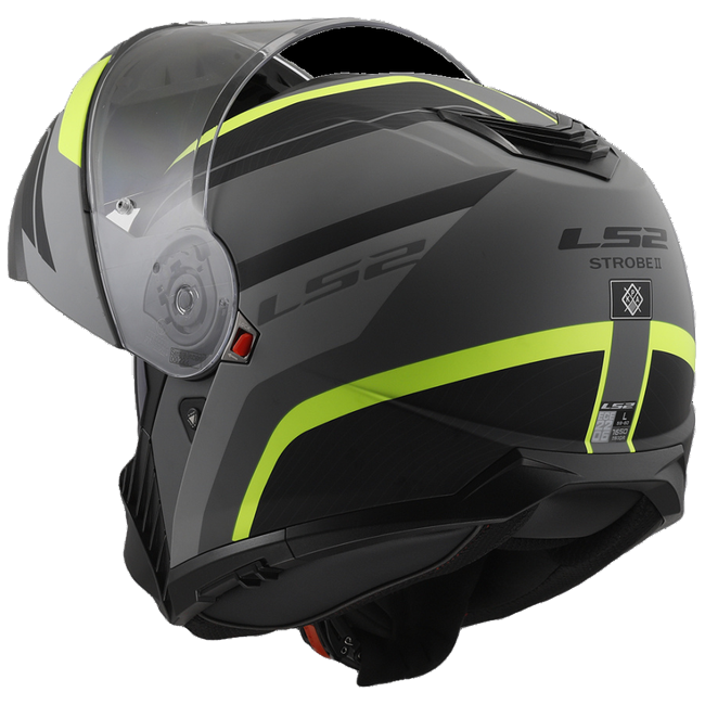 LS2 FF908 Strobe II Monza Matt Black H-V Yellow – Flip-Up Commuter Helmet ECE 22.06 P/J