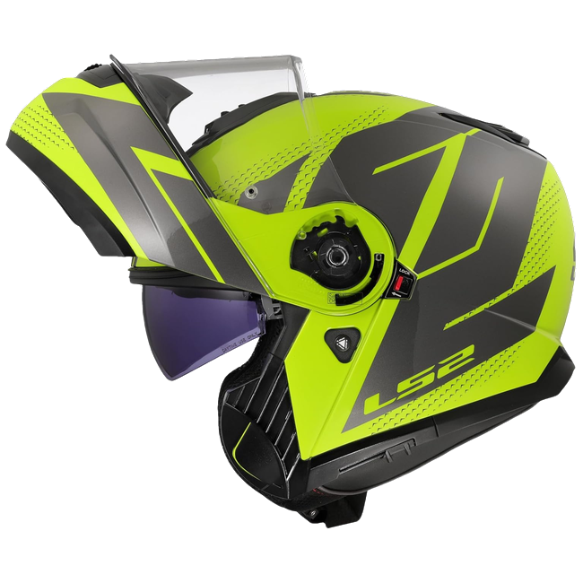 LS2 FF908 Strobe II Code H-V Yellow Grey – Flip-Up Commuter Helmet ECE 22.06 P/J