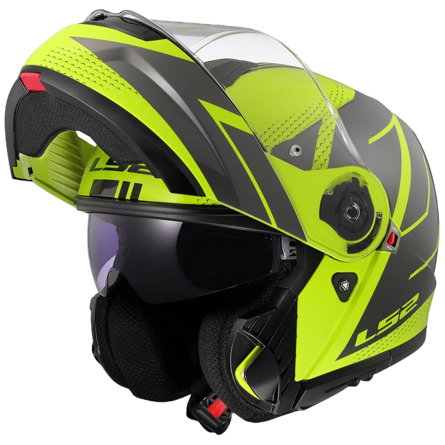 LS2 FF908 Strobe II Code H-V Yellow Grey – Flip-Up Commuter Helmet ECE 22.06 P/J